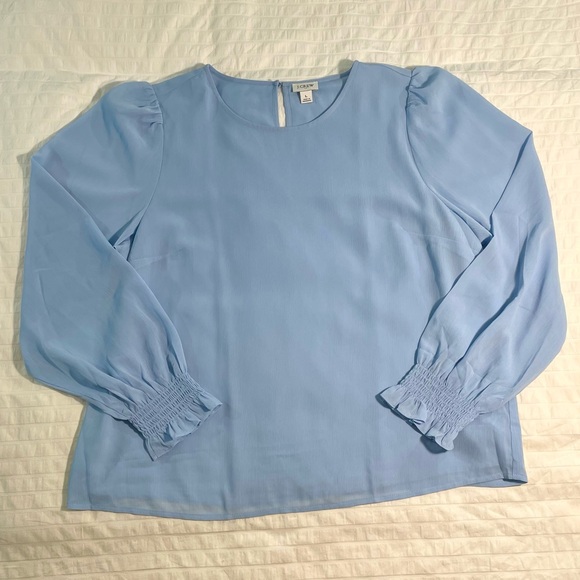 J. Crew Light Blue Women's Blouse (Large) - Picture 3 of 4